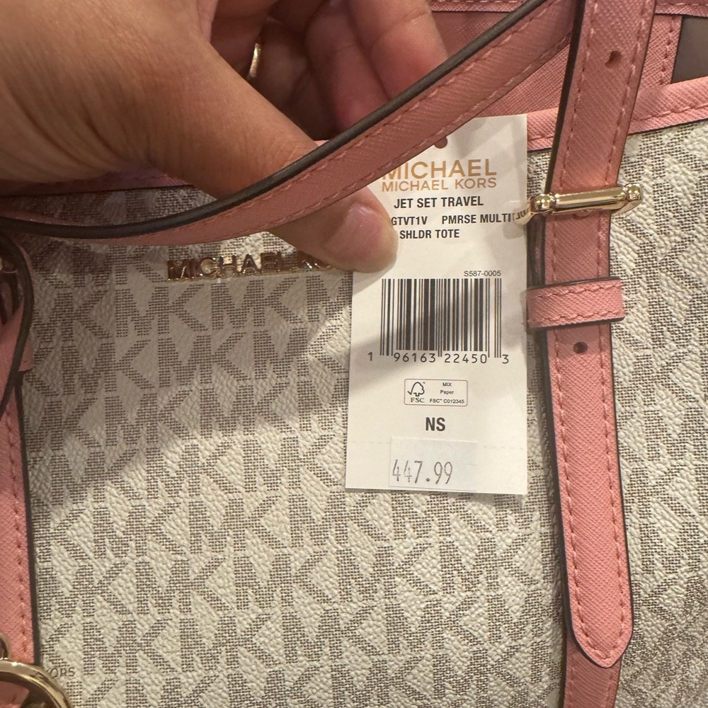 Michael Kors Pink Trim Signature Tote - Picture 3 of 4
